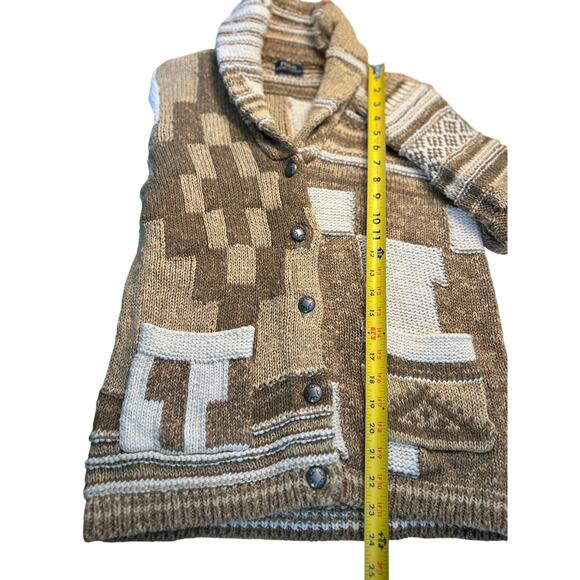 Polo Ralph Lauren Womens Patchwork Aztec Linen Blend Cardigan Sz S Tan Western - Picture 13 of 13